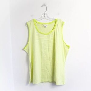 Inspired striped neon lime green sleeveless top 100% cotton casual lounge 3X